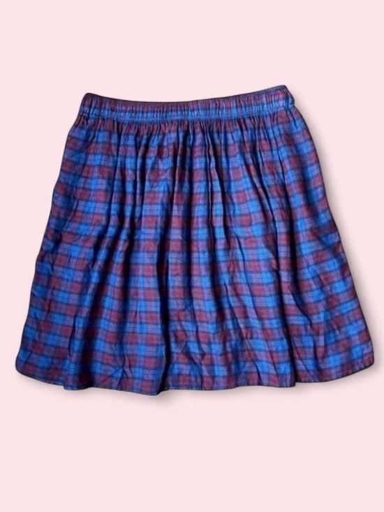 Abercrombie & Fitch Dresses & Skirts - Abercrombie Blue & Burgundy Plaid Circle Mini Skirt | NWOT | Academia / Grunge